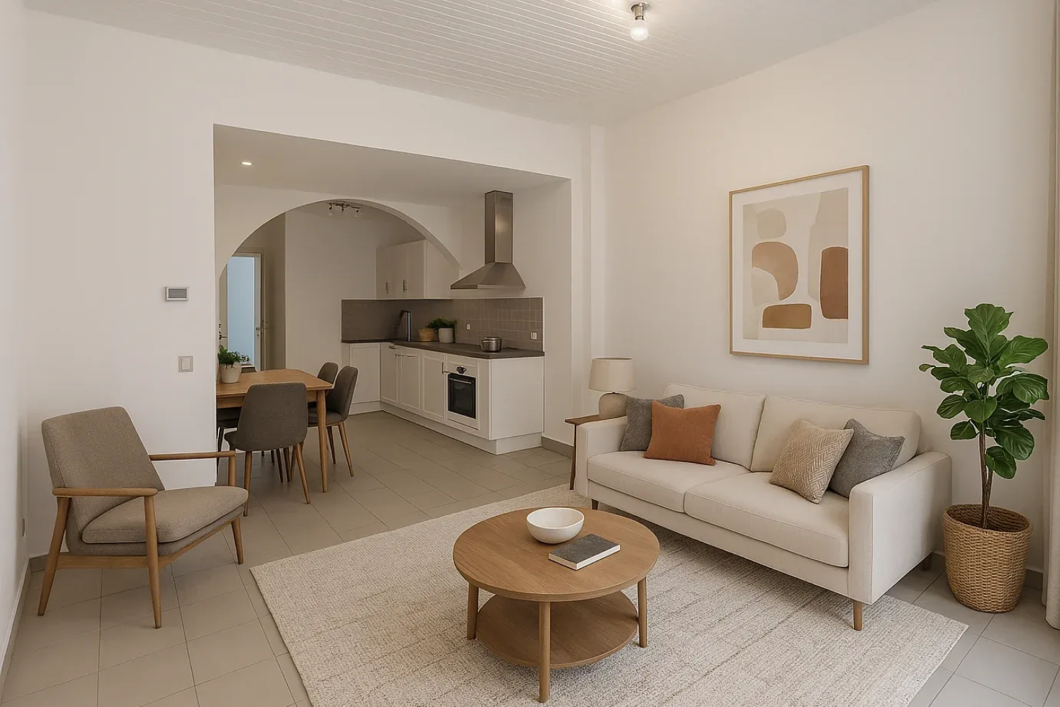 After photo of Kitchen and Living Room Staging